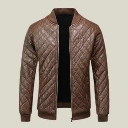 Textured Bomber Leather Jacket - Arklen