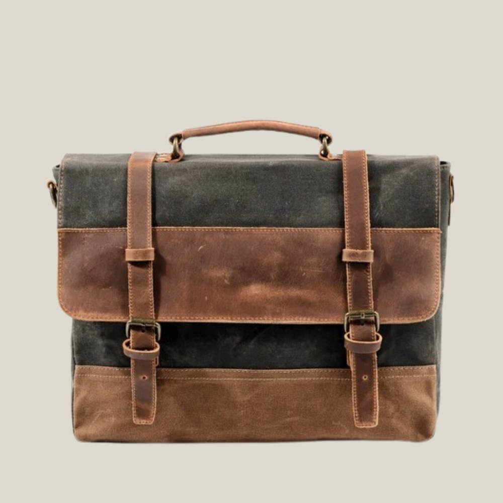 Arklen Voyager Messenger – Waxed Canvas & Leather Laptop Bag