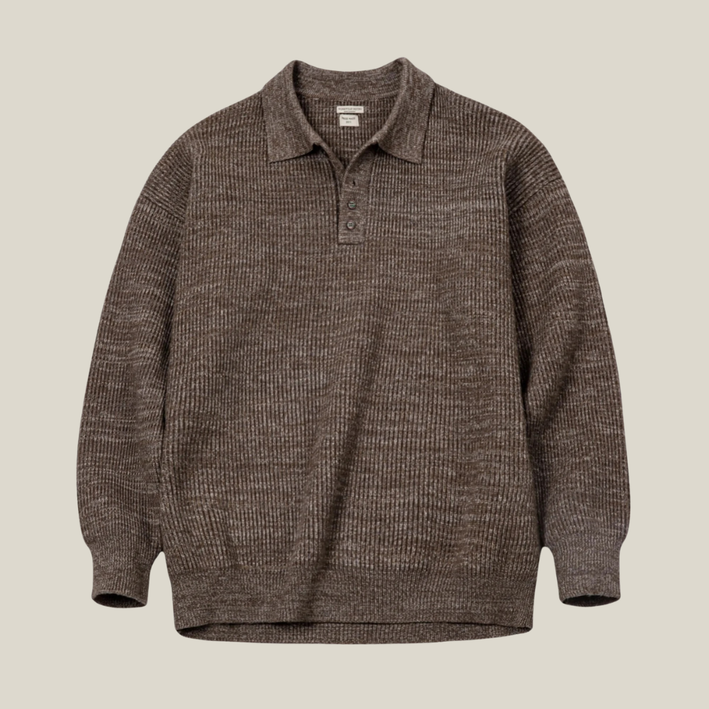 Arklen Retro Knit Polo Sweater – Soft & Breathable Long-Sleeve