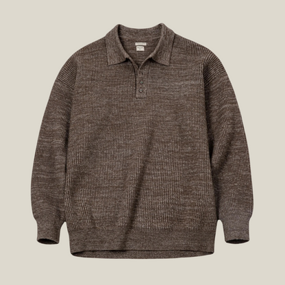 Arklen Retro Knit Polo Sweater – Soft & Breathable Long-Sleeve