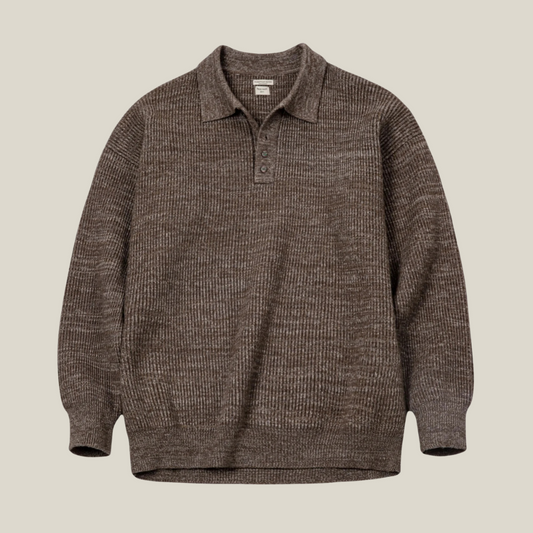 Arklen Retro Knit Polo Sweater – Soft & Breathable Long-Sleeve