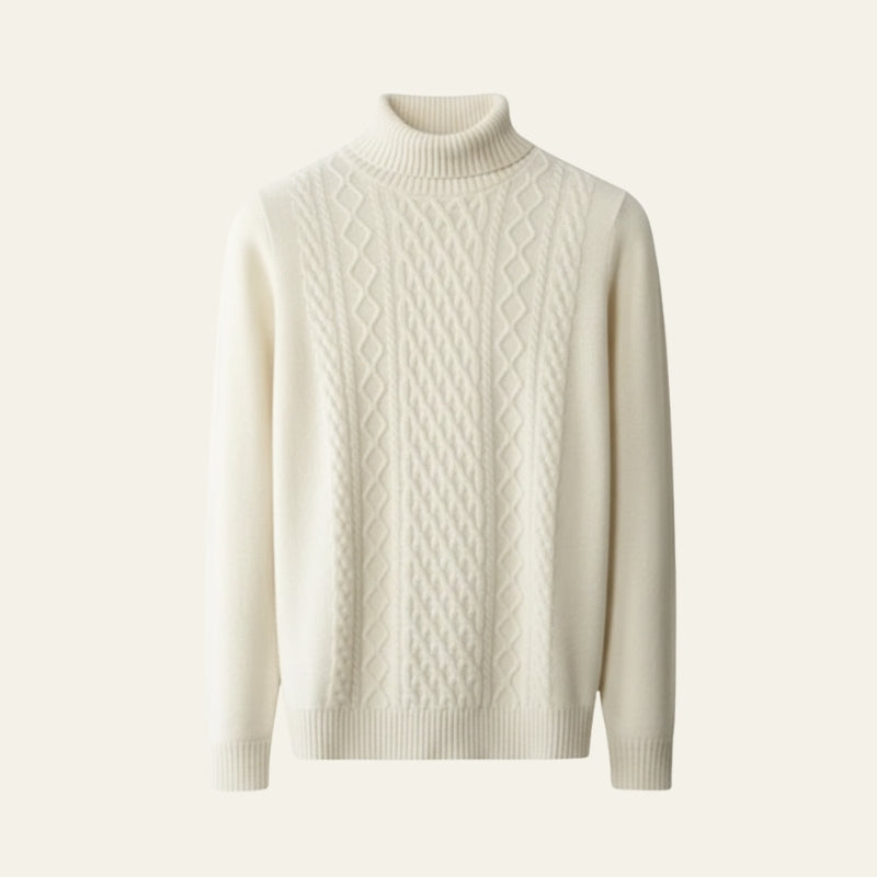 The Cortina Merino Wool Cable Turtleneck