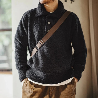 Arklen Buttoned Polo Sweater – Soft Textured Pullover