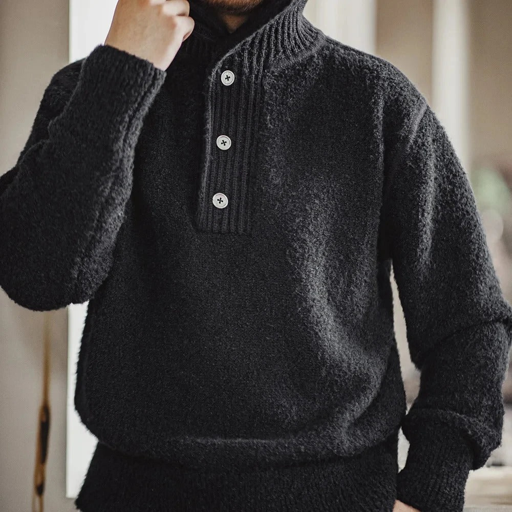Arklen Buttoned Polo Sweater – Soft Textured Pullover