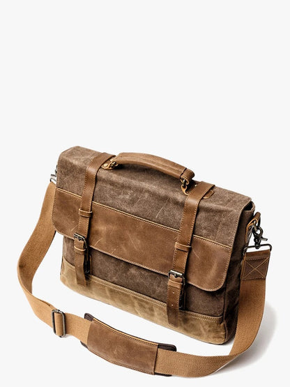 Arklen Voyager Messenger – Waxed Canvas & Leather Laptop Bag