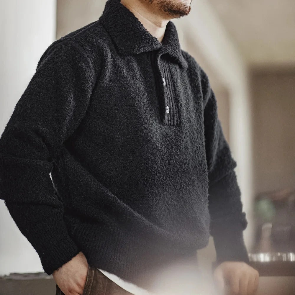 Arklen Buttoned Polo Sweater – Soft Textured Pullover