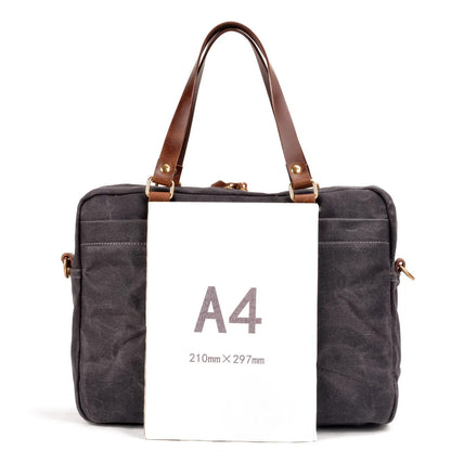Arklen Expedition Briefcase – Waxed Canvas & Leather Laptop Bag