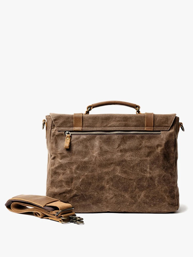 Arklen Voyager Messenger – Waxed Canvas & Leather Laptop Bag