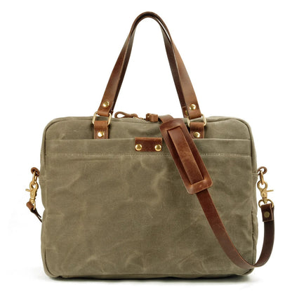 Arklen Expedition Briefcase – Waxed Canvas & Leather Laptop Bag